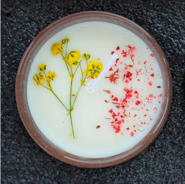 Decorative Candle With Dried Flowers