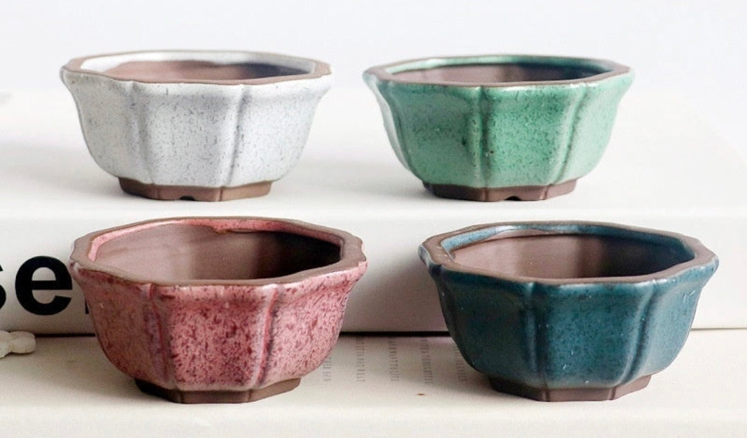 Mini Glazed Ceramic Bonsai Pots