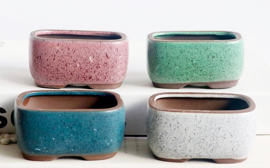 Mini Glazed Ceramic Bonsai Pots