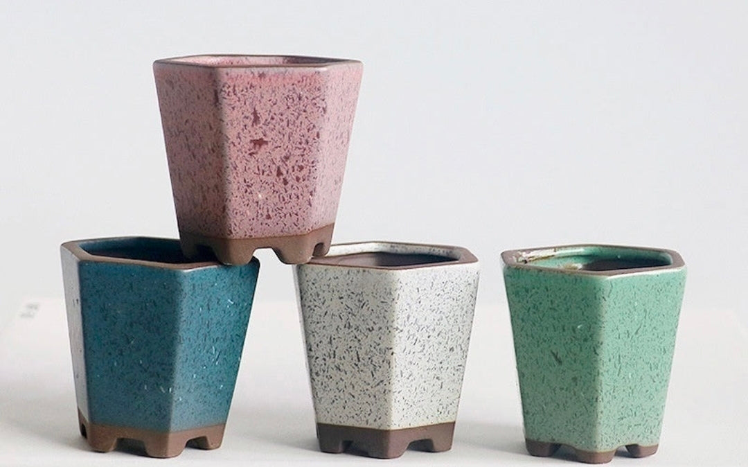 Mini Glazed Ceramic Bonsai Pots