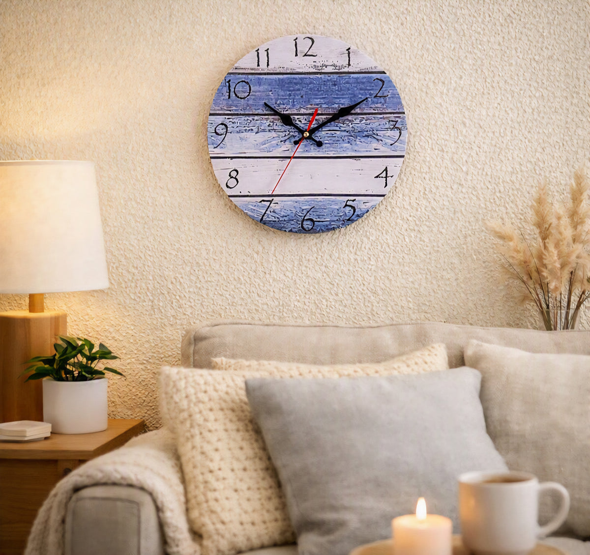 Rustic Wood Round Wall Clock