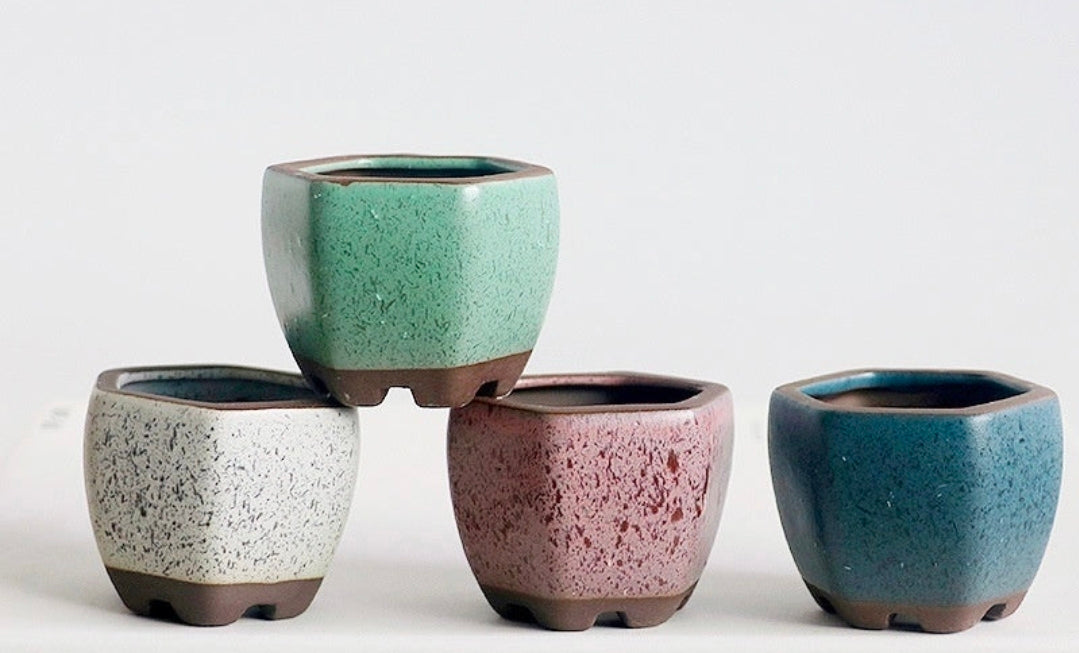 Mini Glazed Ceramic Bonsai Pots