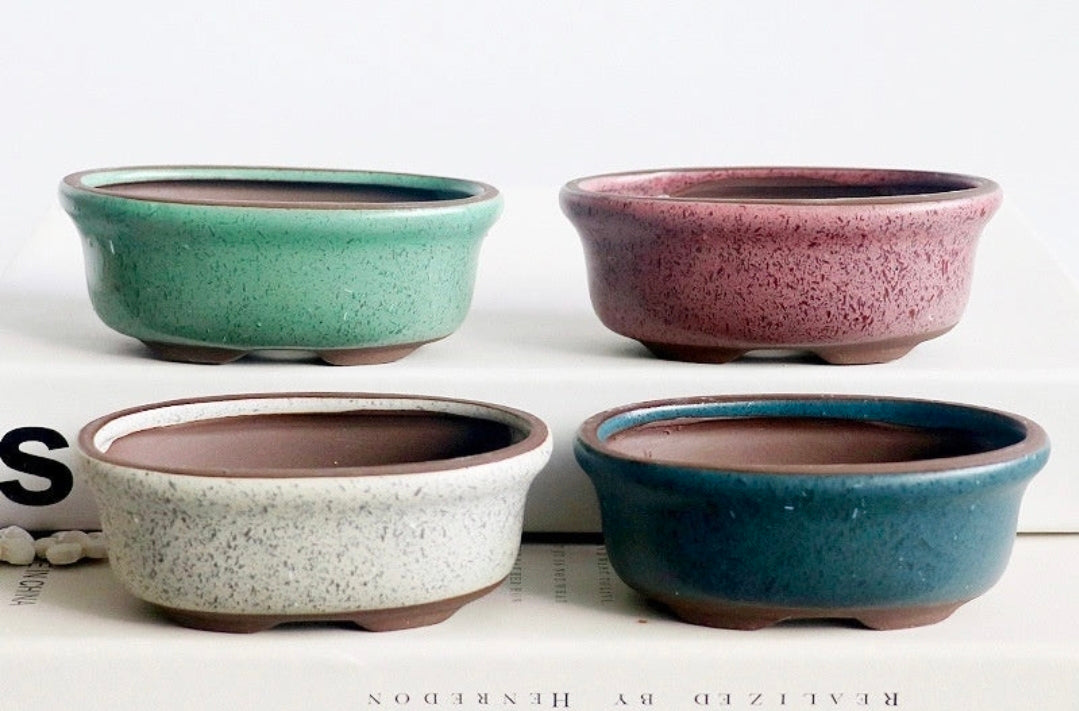 Mini Glazed Ceramic Bonsai Pots