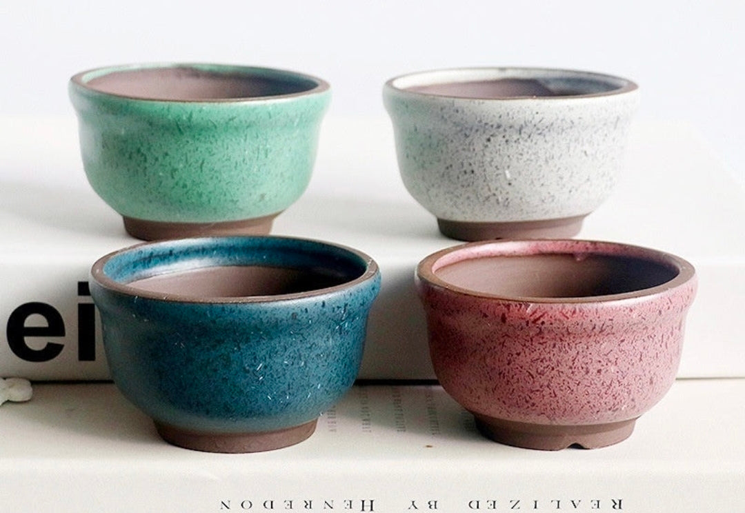 Mini Glazed Ceramic Bonsai Pots