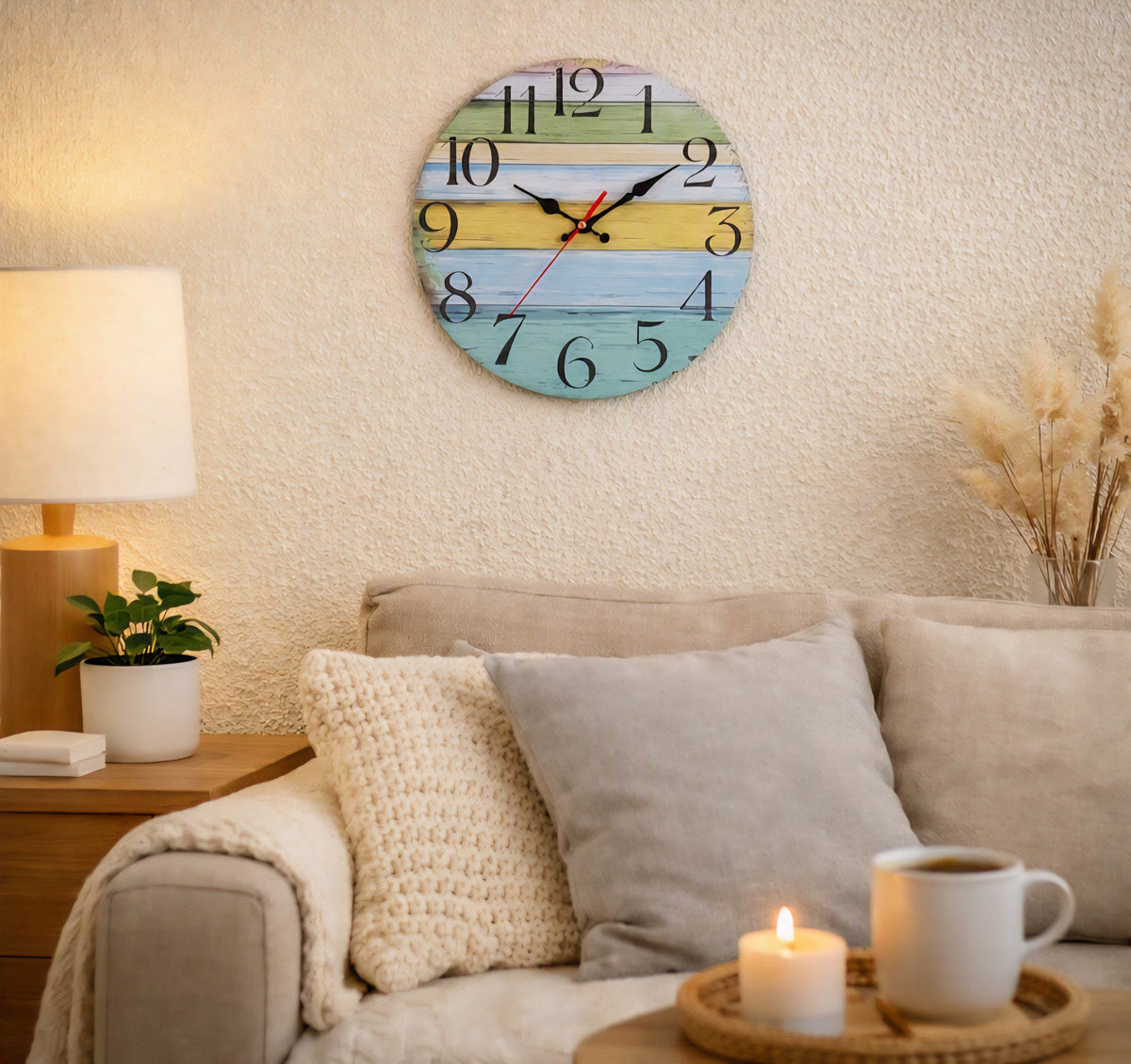Rustic Wood Round Wall Clock